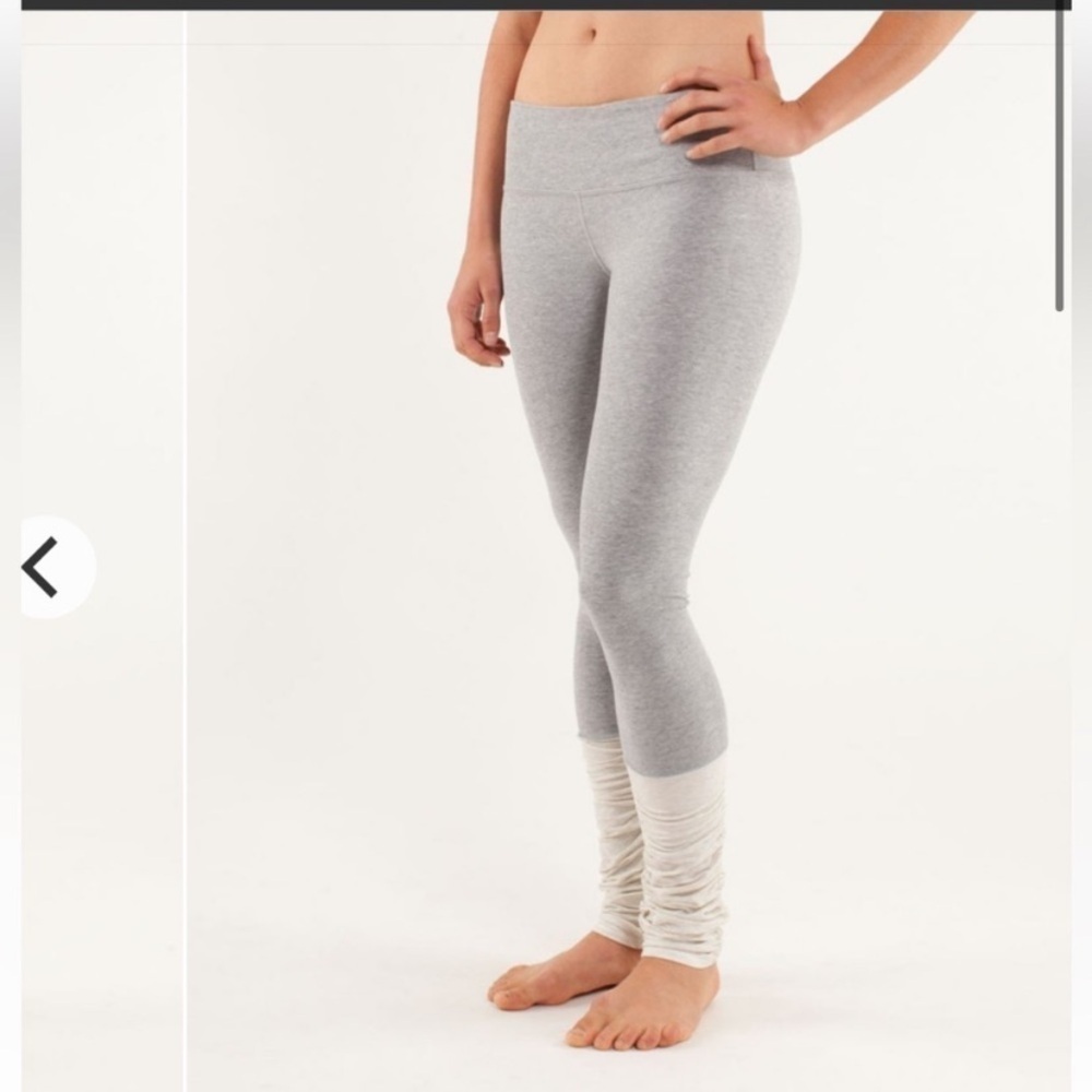Lululemon grey leggings with gathering at bottom. Size 10